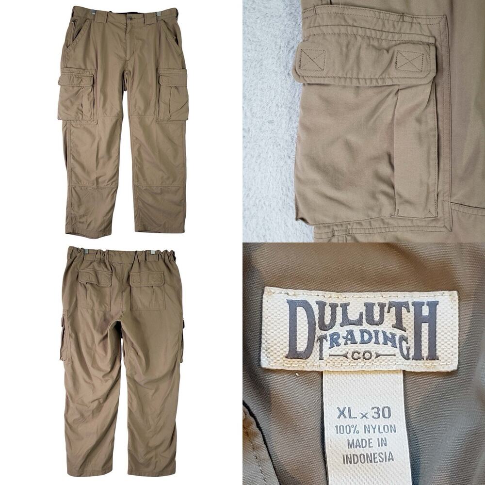 Duluth Trading Co Dry On‎ The Fly Pants Men’s Size 38x30 Brown Cargo Nylon XL